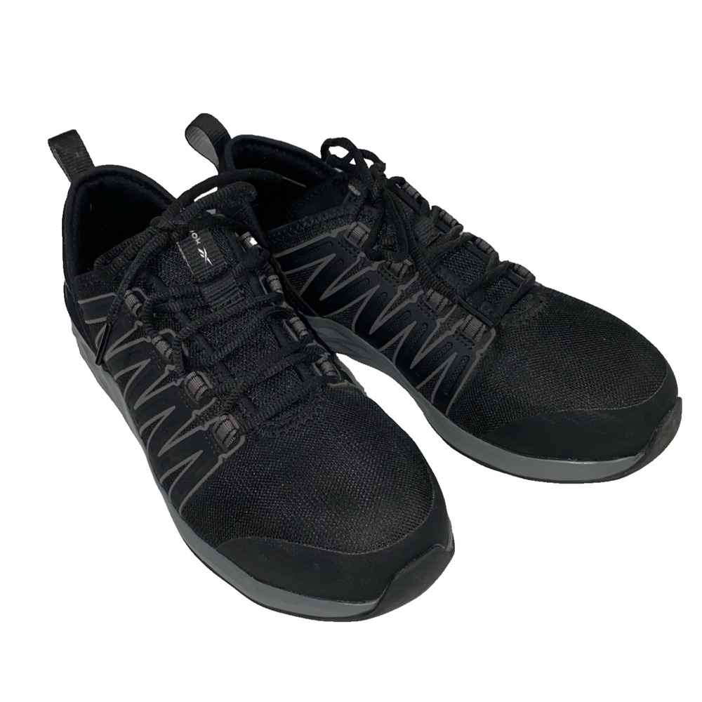 Reebok Astroride Work Shoes Mens Black 8 M Steel Toe Low Top Sneaker Safety